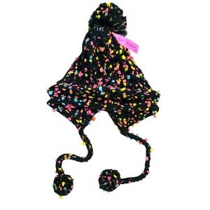 NWT - Betsy Johnson kids Colorful Knit Pom Pom Hat